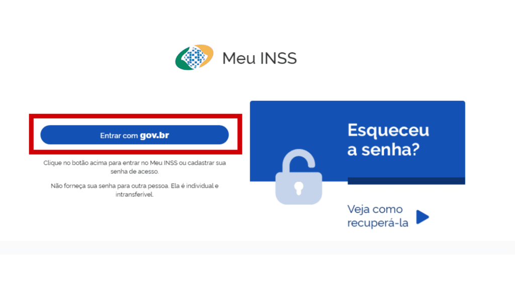 Clique em “Entrar com gov.br”;