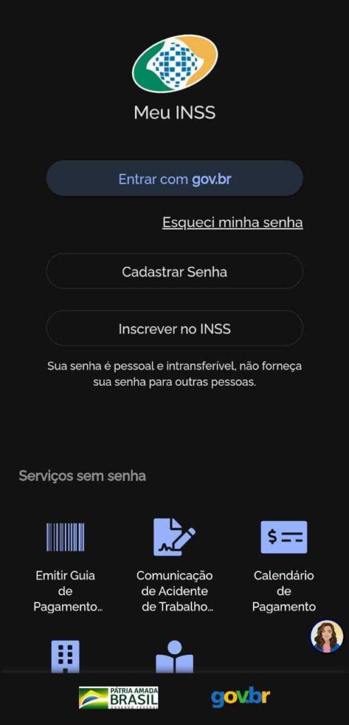 Tela inicial do aplicativo