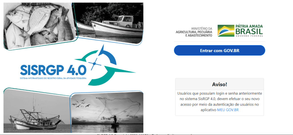 Como tirar a carteira de pescaTela inicial do SisRGP