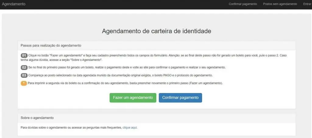 Agendamento rg para