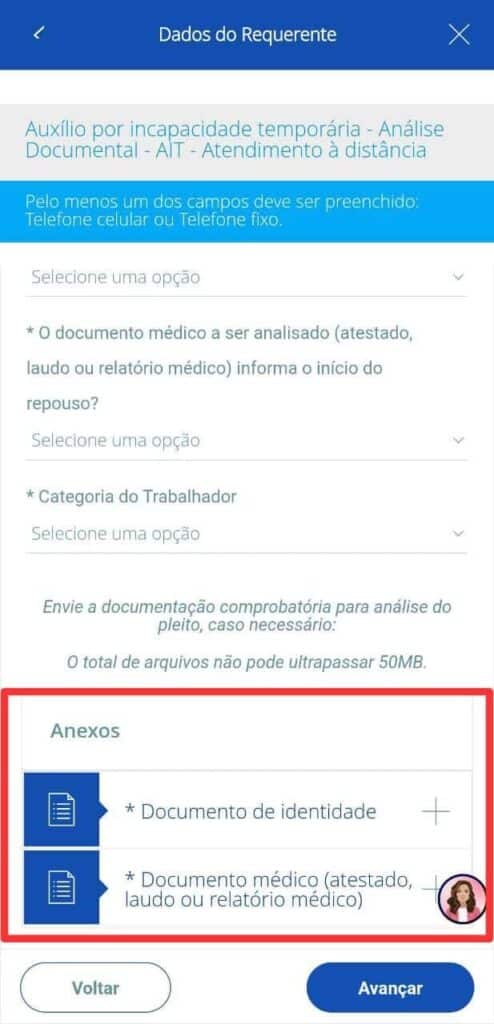 Anexar documentos;