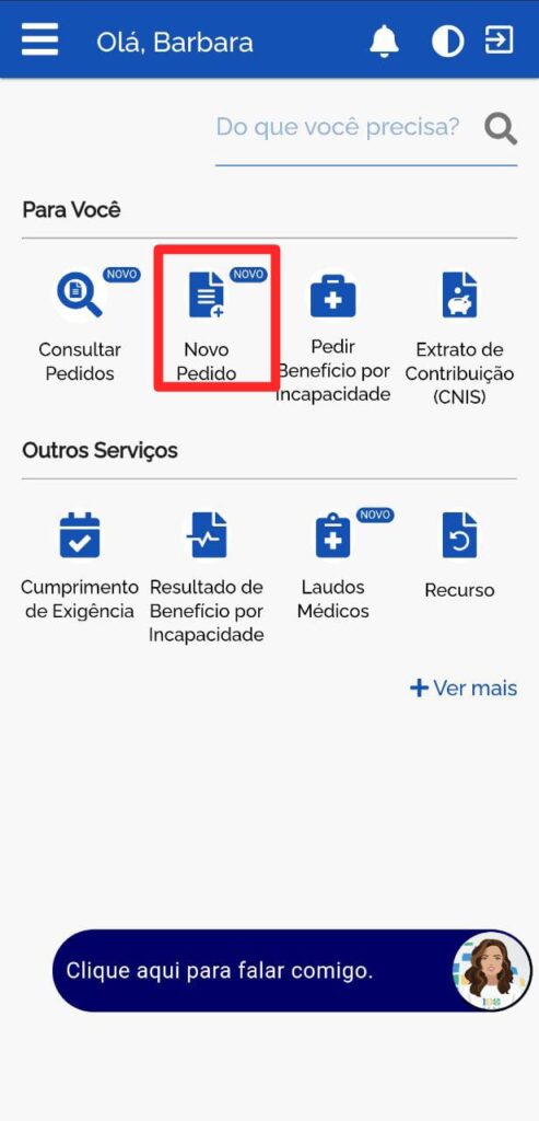 Solicitar novo pedido;