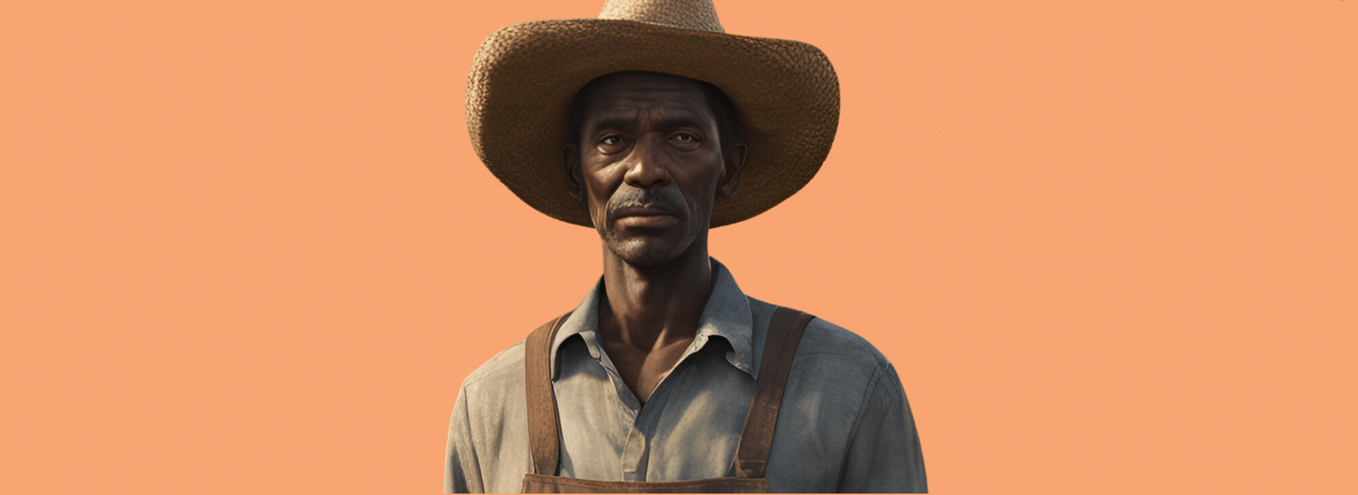 Foto de Capa: Agricultor com chapéu de palha olha sério