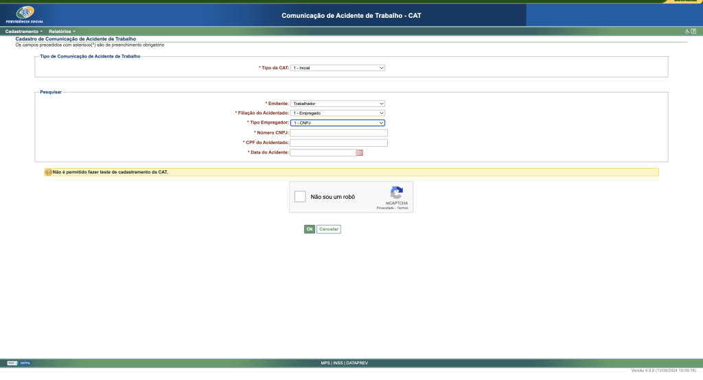 sistema de emissão de cat