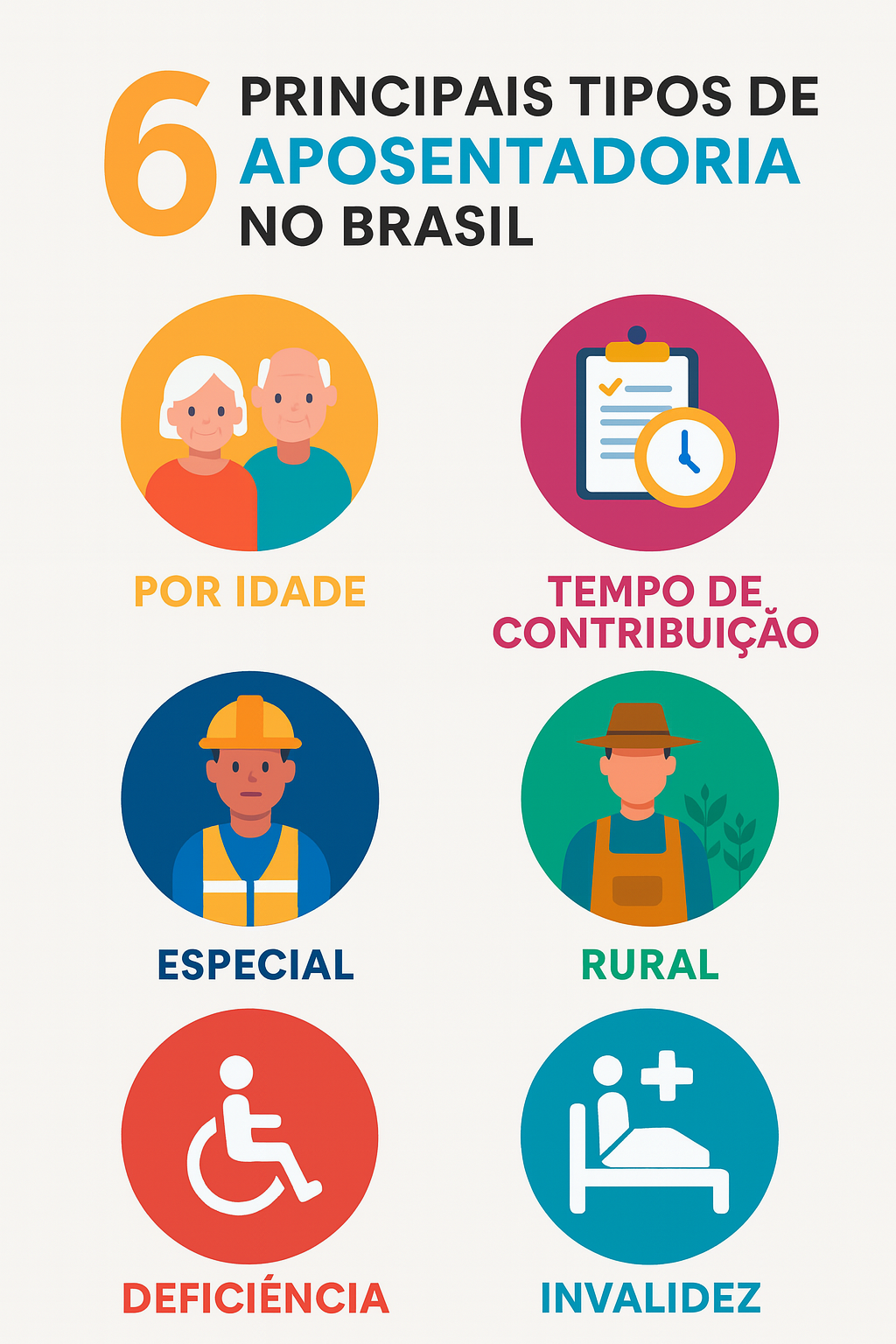 Infográfico dos tipos de aposentadoria no INSS