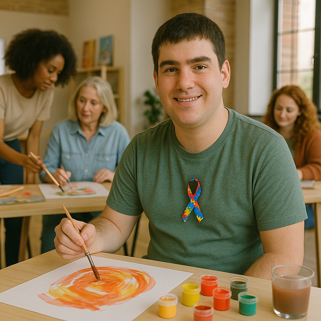 Pessoa com autismo participando de atividade cultural inclusiva