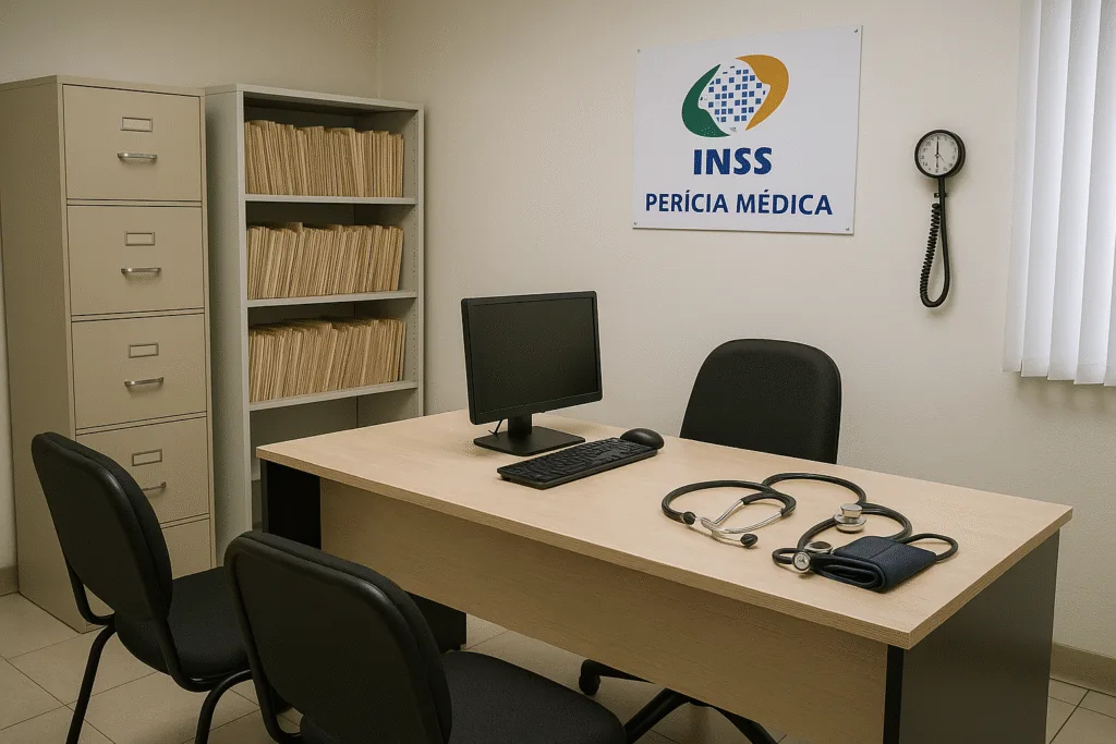 Perícia médica INSS incapacidade permanente sala avaliação