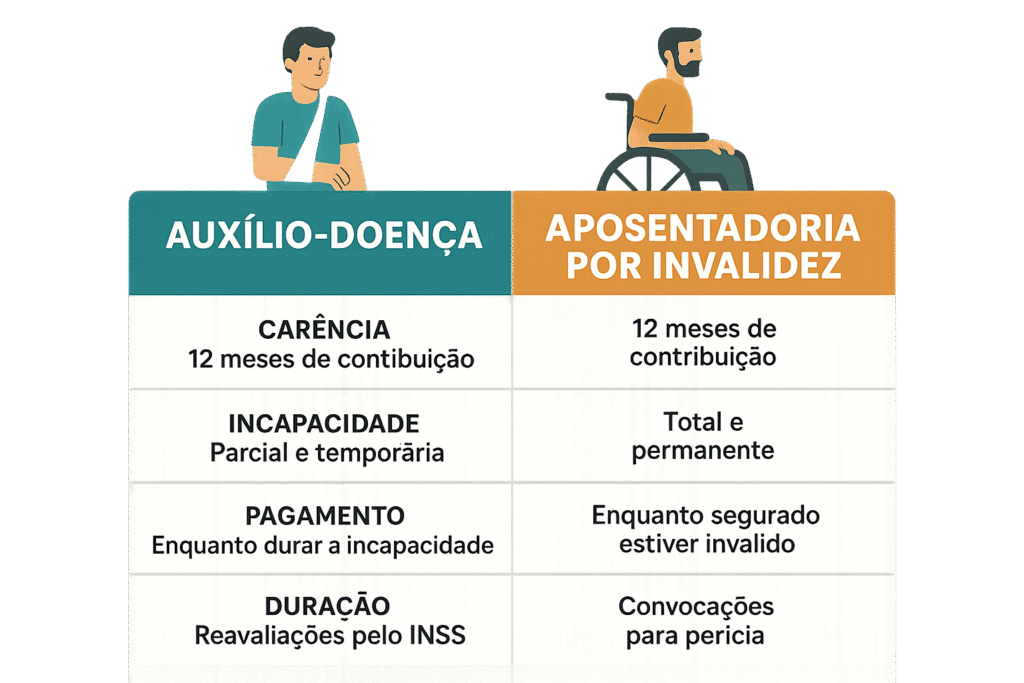 Diferenças entre auxílio-doença e aposentadoria por invalidez
