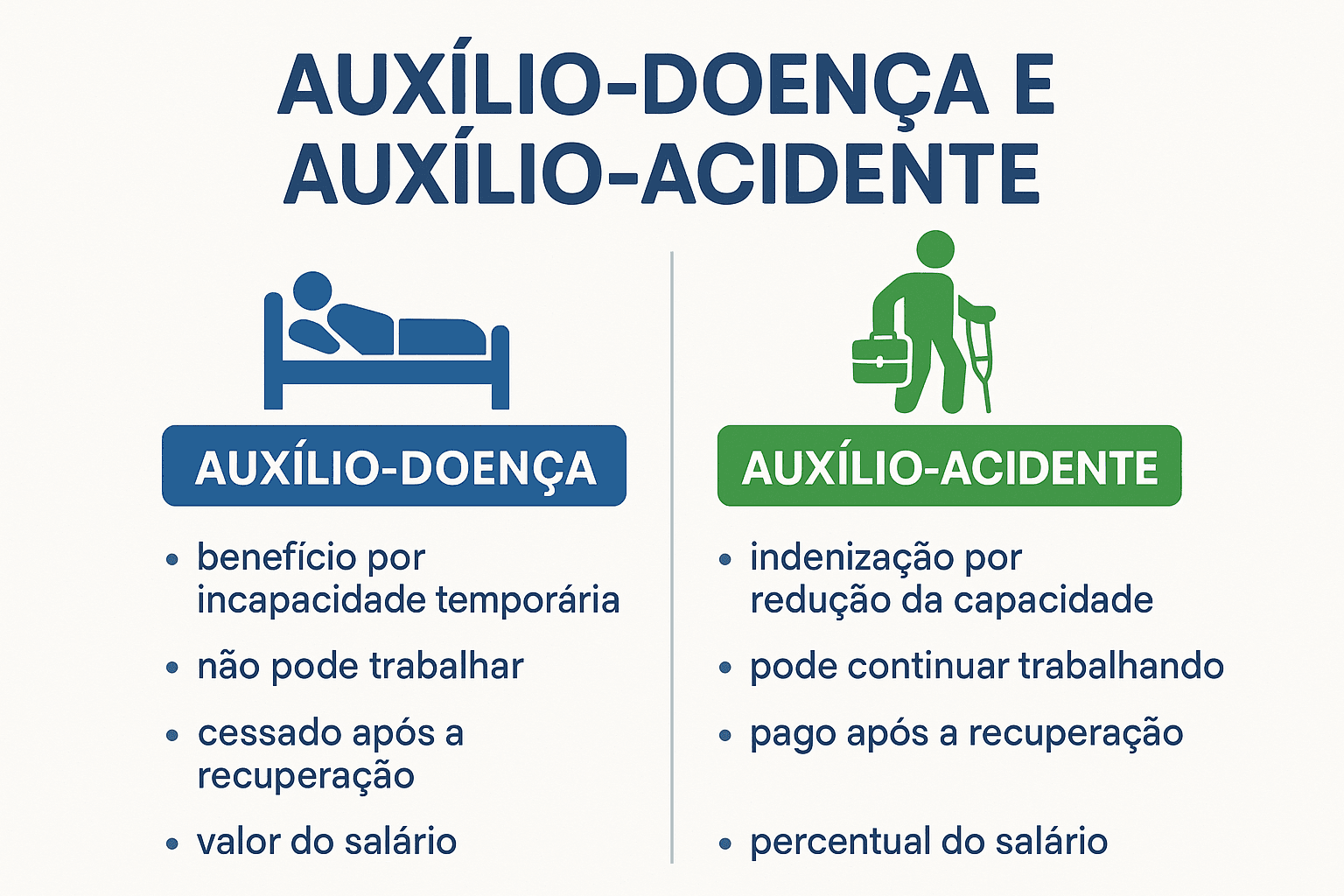 diferenca auxilio doenca e auxilio acidente inss