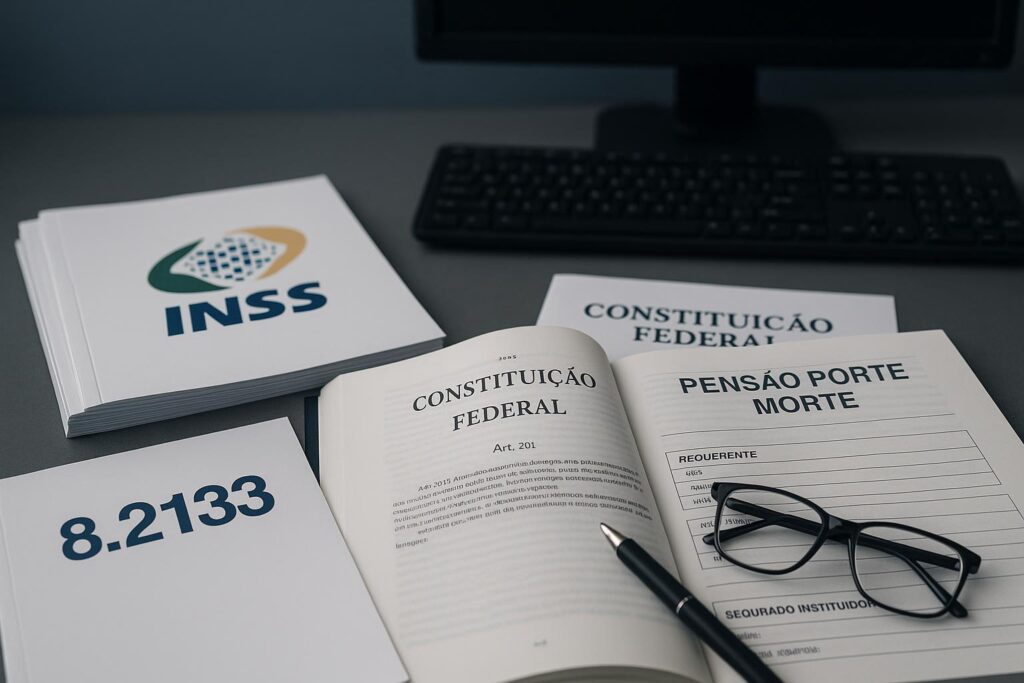 Documentos oficiais do INSS sobre pensão por morte urbana com legislação previdenciária