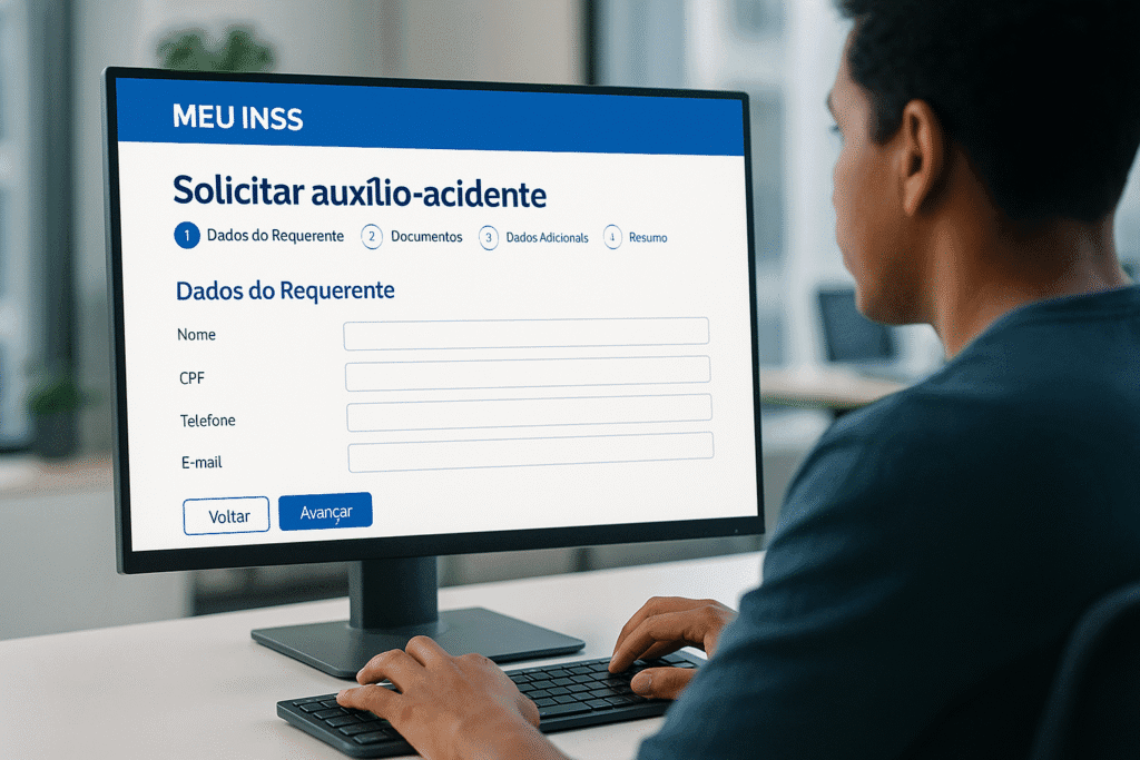 processo solicitacao auxilio acidente meu inss digital