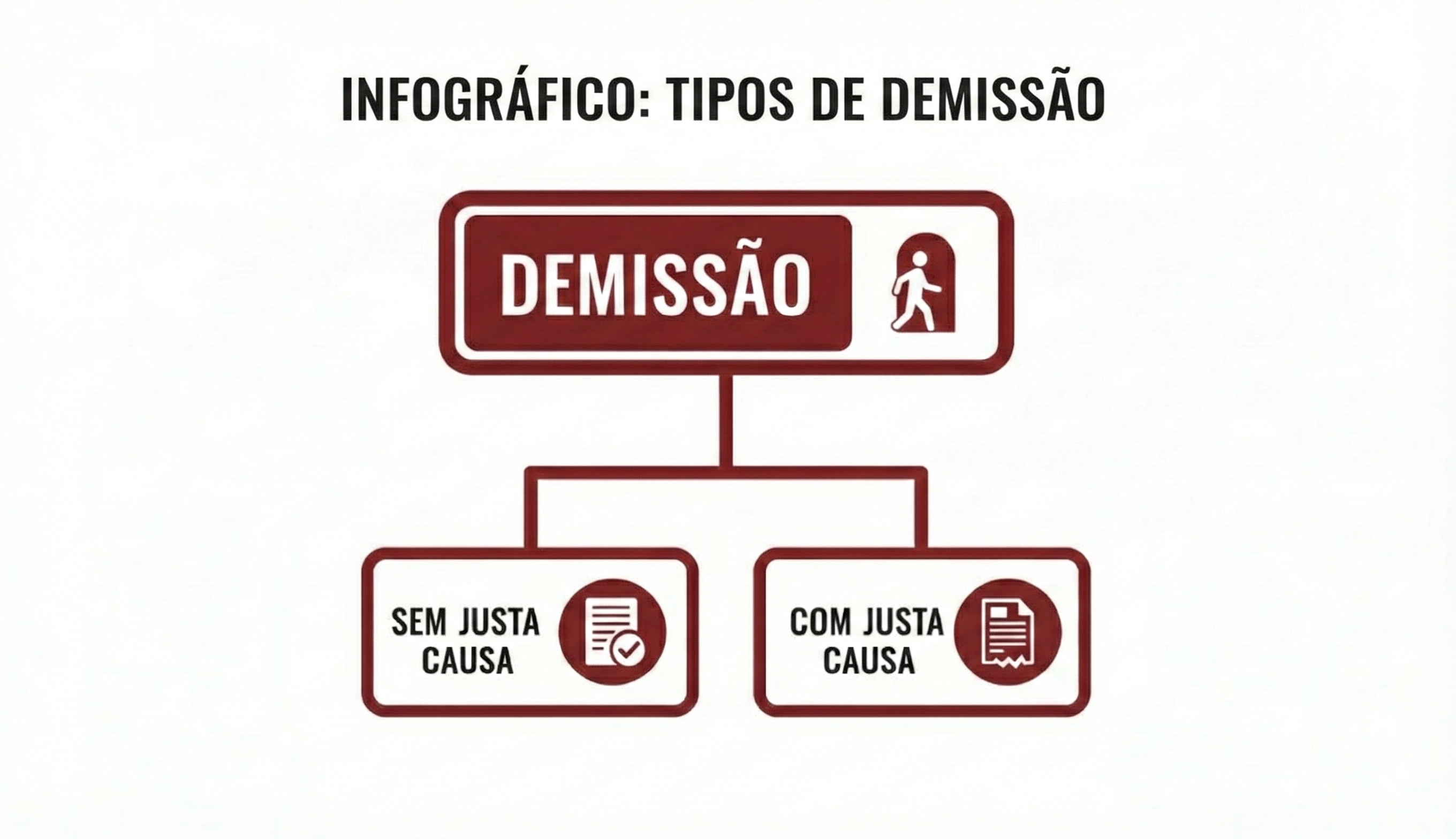 Diagrama hierárquico ilustrando os tipos de demissão: sem justa causa e com justa causa