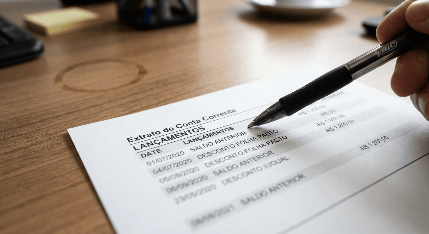 Extrato bancario com descontos de consignado