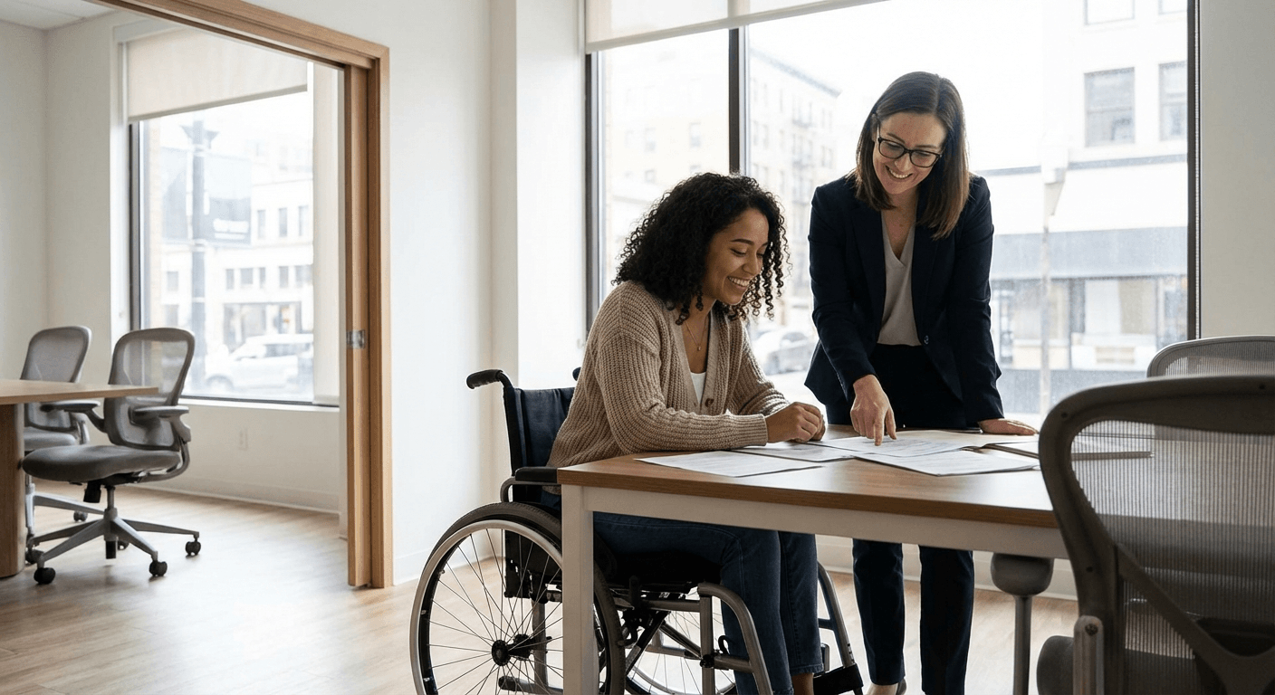 Pessoa com deficiência sendo atendida por advogada em Macapá