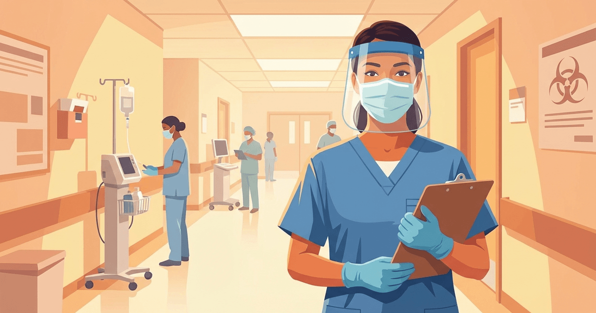 Profissional de saúde com equipamento de proteção