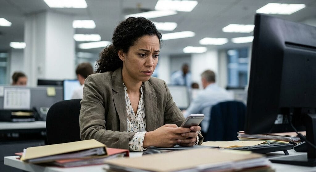 Trabalhadora sofrendo assédio moral no ambiente de trabalho