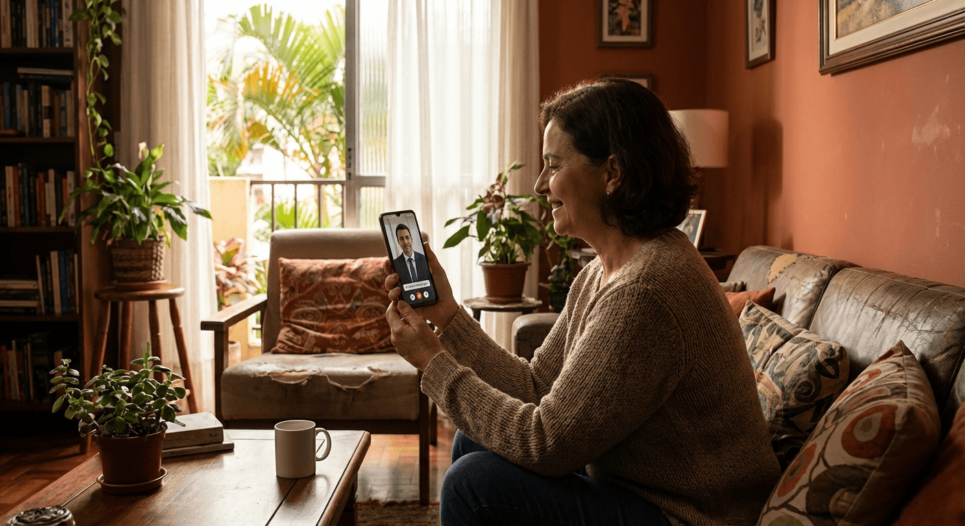 Cliente recebendo orientação jurídica online pelo WhatsApp em Belém