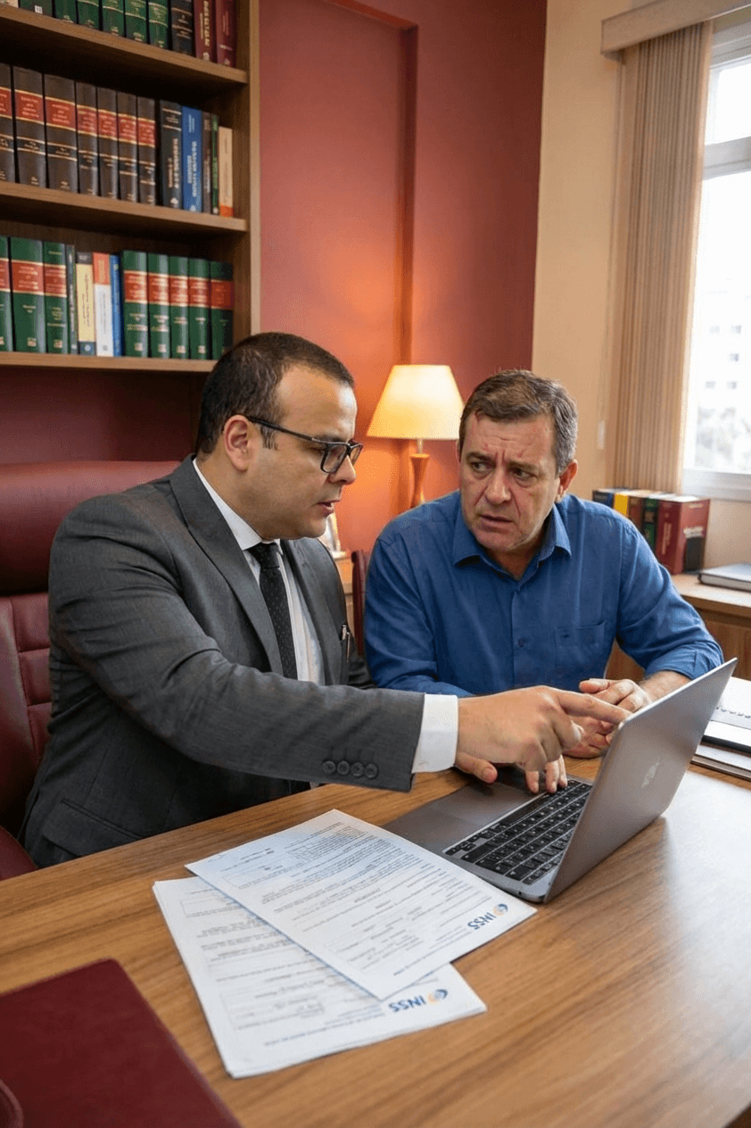Advogado Jonas Sousa orientando trabalhador sobre a Declaração do Último Dia Trabalhado do INSS