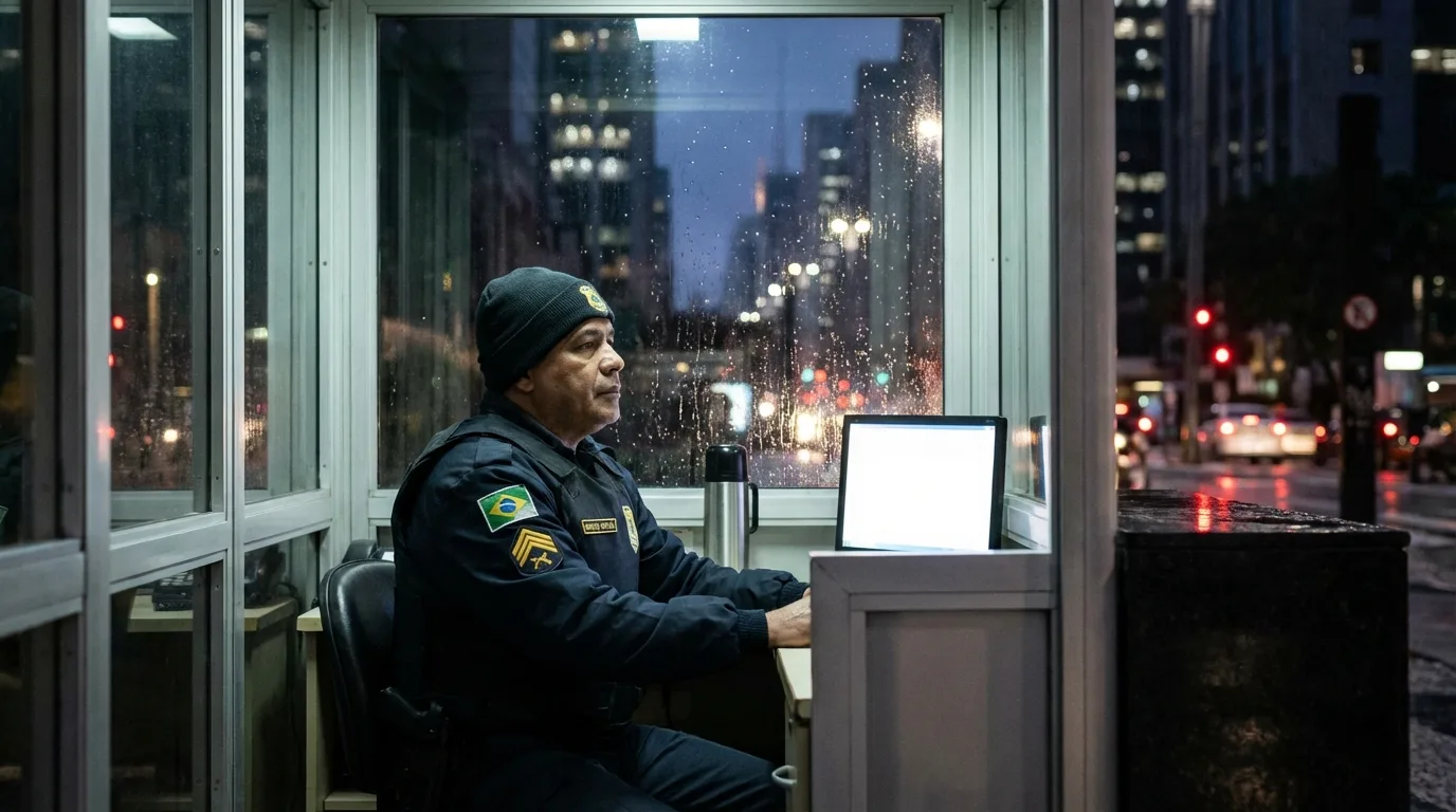 Vigilante trabalhando à noite