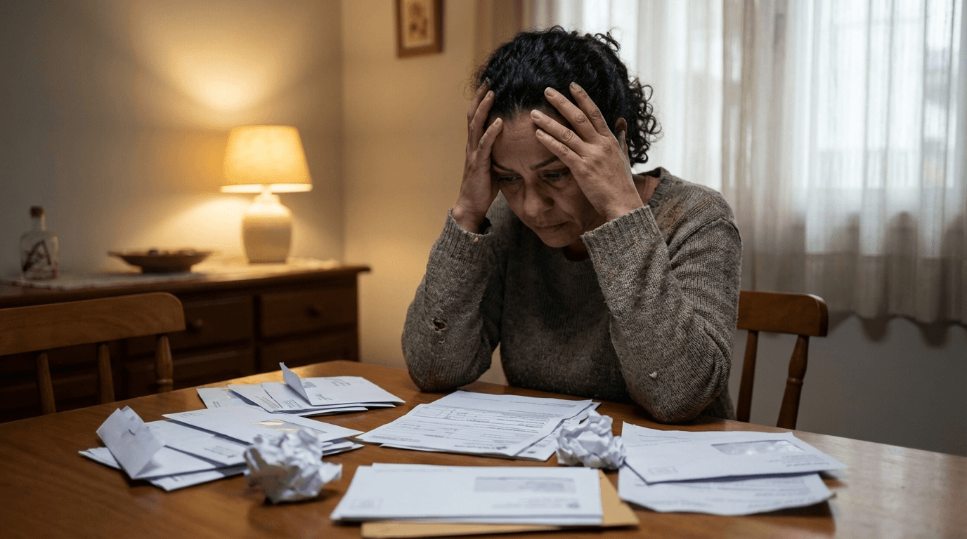 Pessoa preocupada com contas