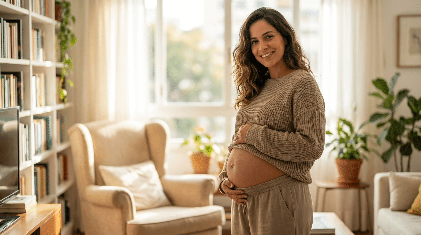 Mulher grávida confiante — Salário Maternidade 2026