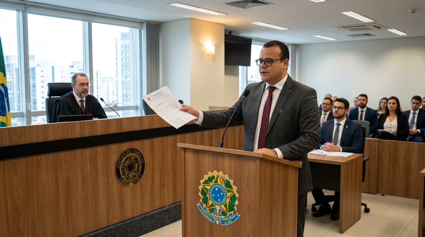 Advogado trabalhista atuando em processo judicial por acúmulo de função na Justiça do Trabalho