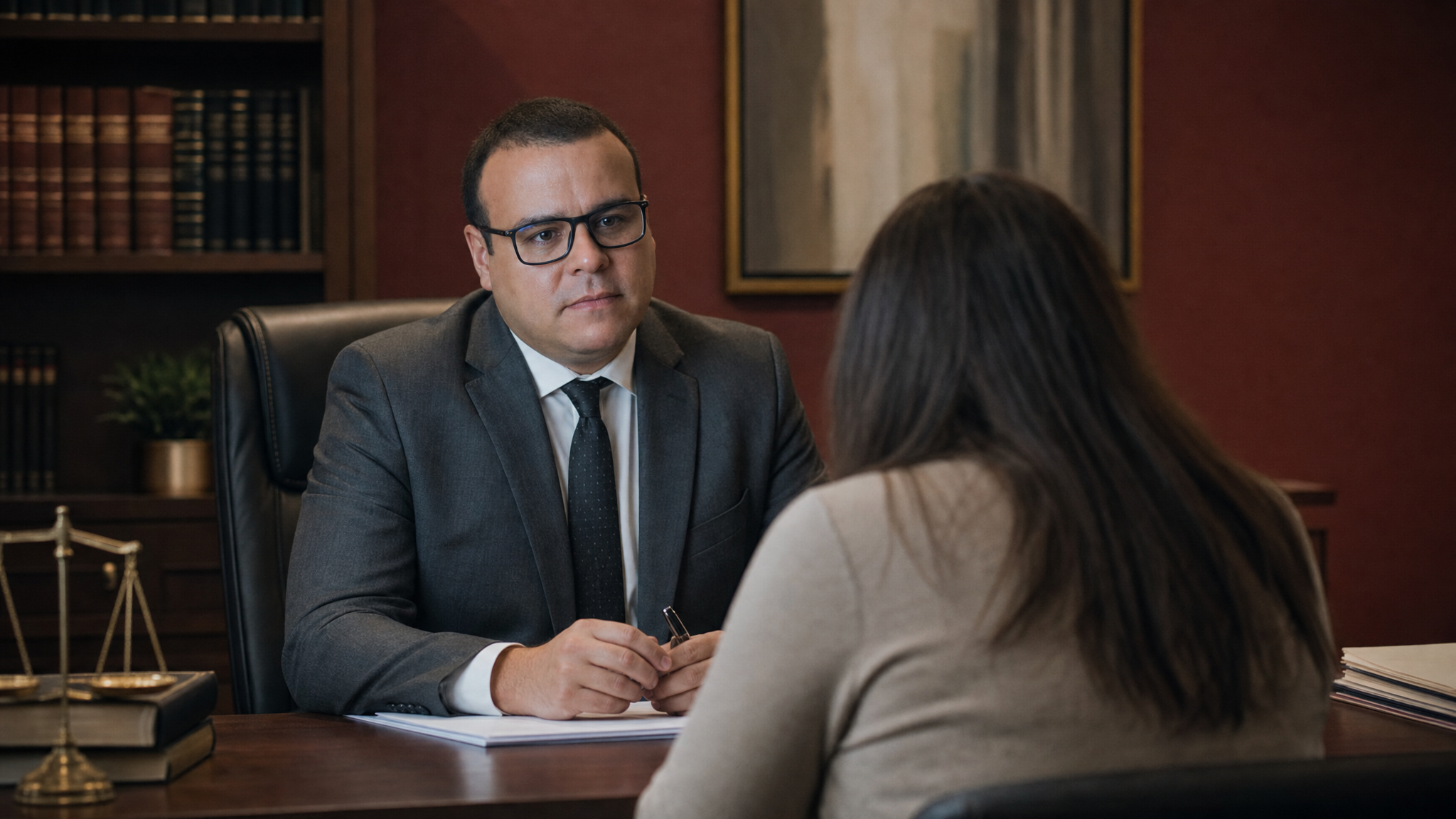 Advogado ouvindo cliente com empatia sobre auxílio-doença por depressão
