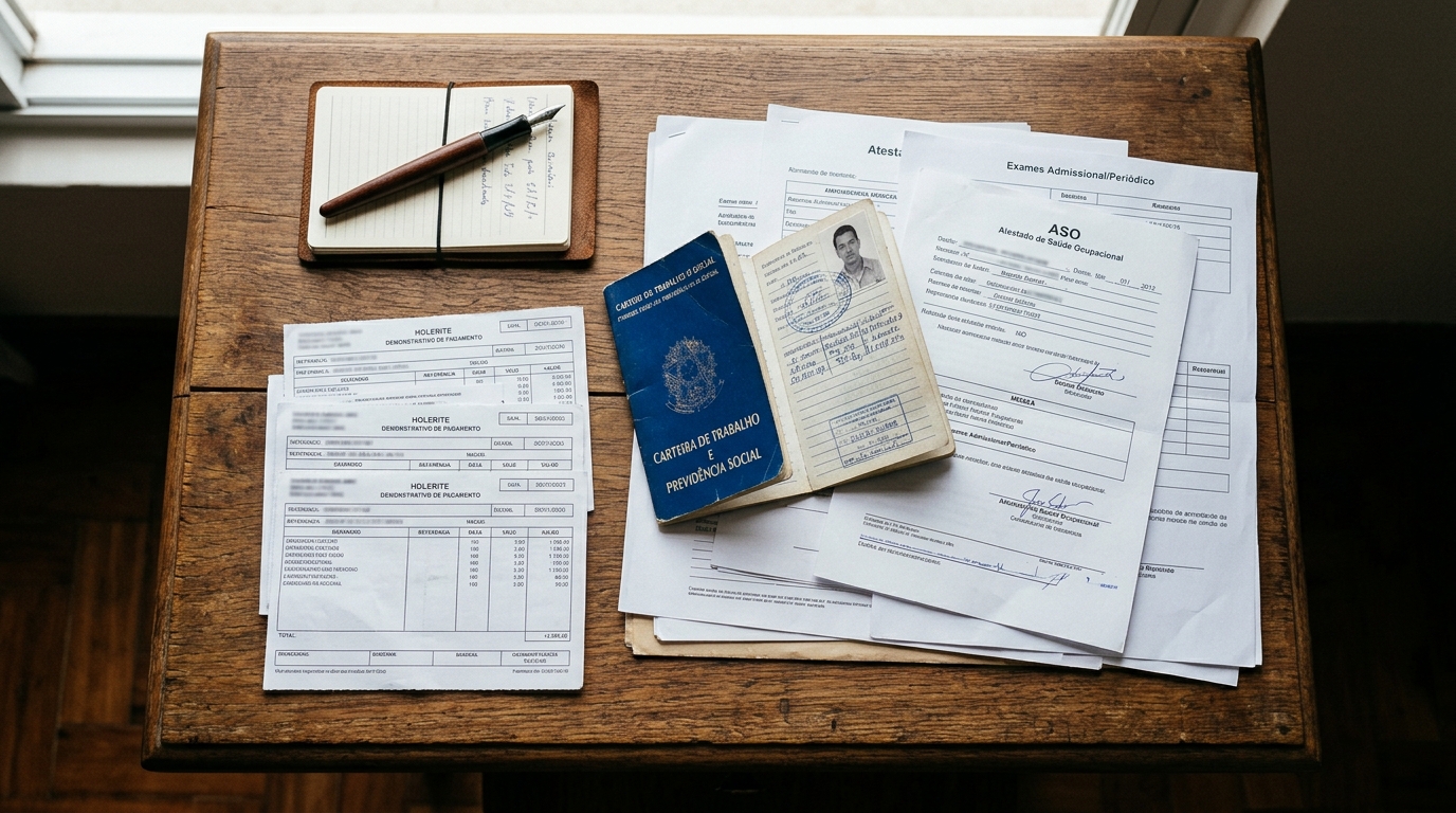 Documentos trabalhistas necessários para ação na Justiça — carteira de trabalho, contracheques e exames