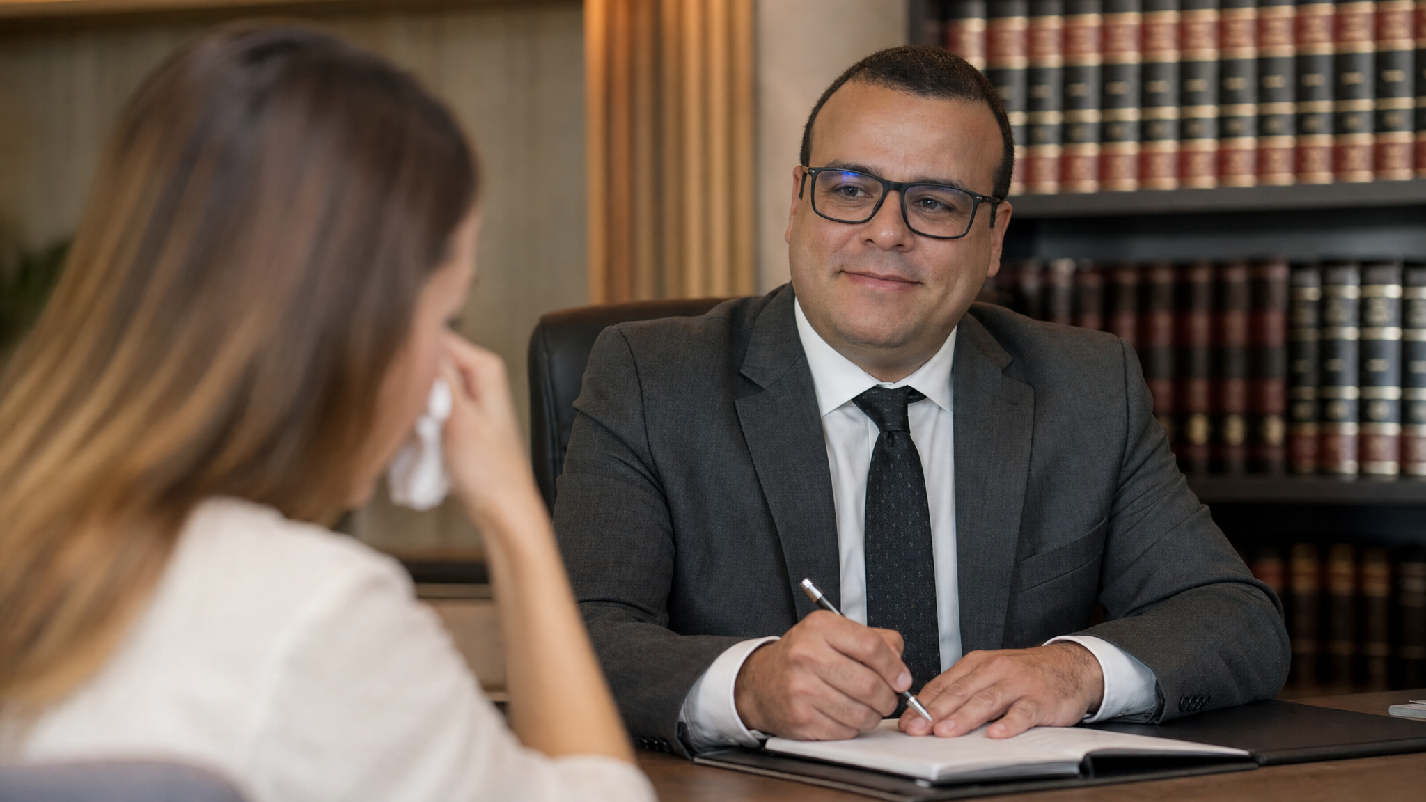 Advogado trabalhista orientando cliente sobre direitos por depressão no trabalho